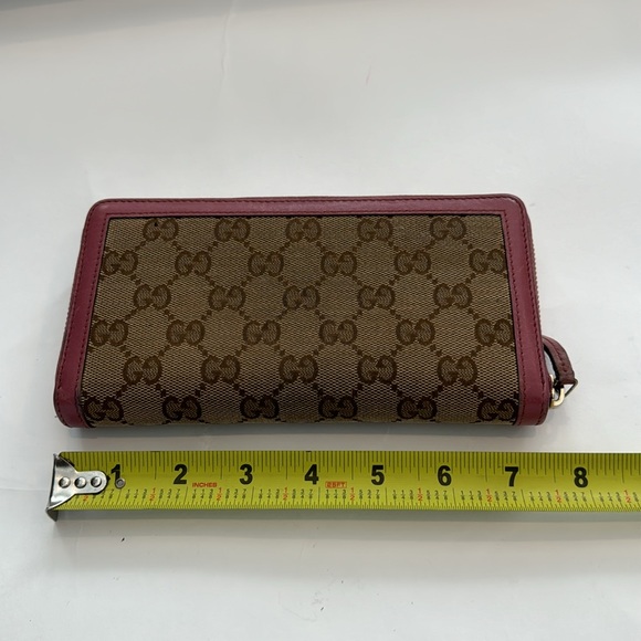 Gucci GG Authentic Pre Owned Pink & Brown Canvas Sukey Zip around long Wallet. - Picture 3 of 15